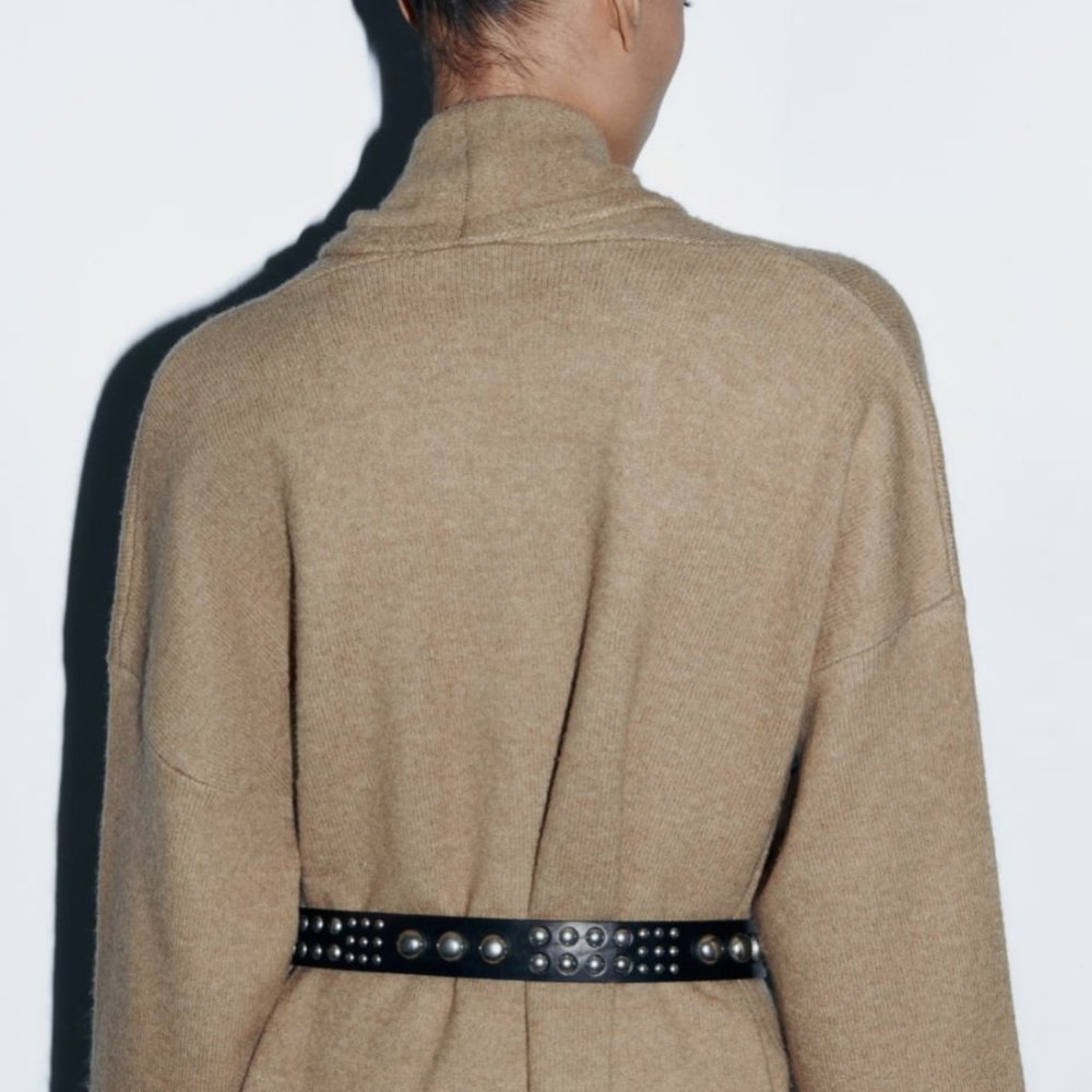 ZARA Women's Oversized Soft Knit Coat(Green marl , US S, M / EUR S, M) - Picture 5 of 11